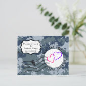 US Navy Save the Date and Hearts Aankondigingskaart (Staand voorkant)