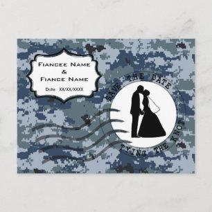 US Navy Save the Date & Bride and Groom Aankondigingskaart