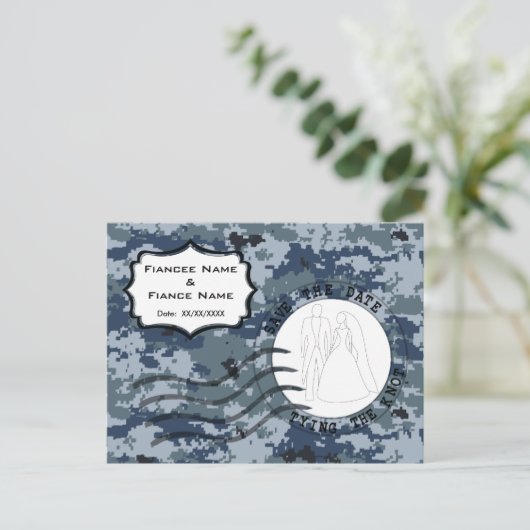 US Navy Save the Date & Bride and Groom Aankondigingskaart (Staand voorkant)