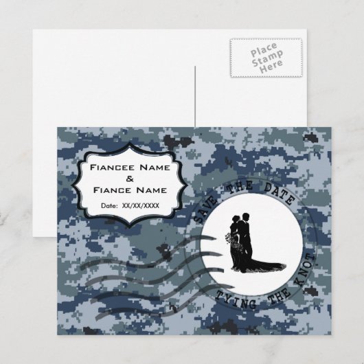 US Navy Save the Date & Bride and Groom Aankondigingskaart (Voorkant / Achterkant)