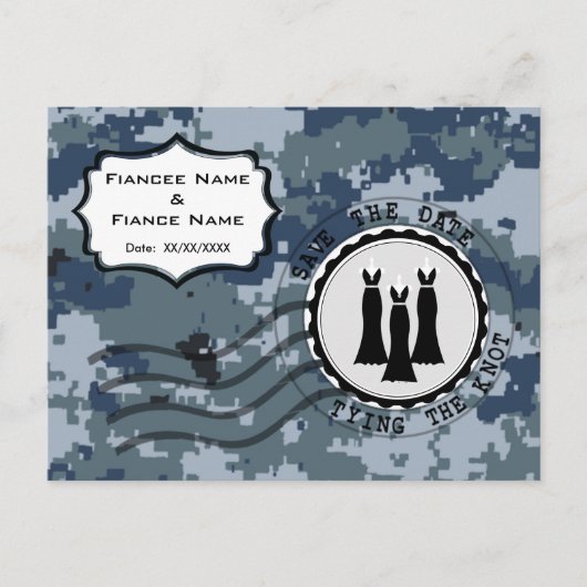 US Navy Save the Date & Gowns Aankondigingskaart (Voorkant)