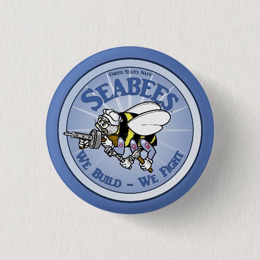 US Navy Seabee Ronde Button 3,2 Cm (Voorkant)
