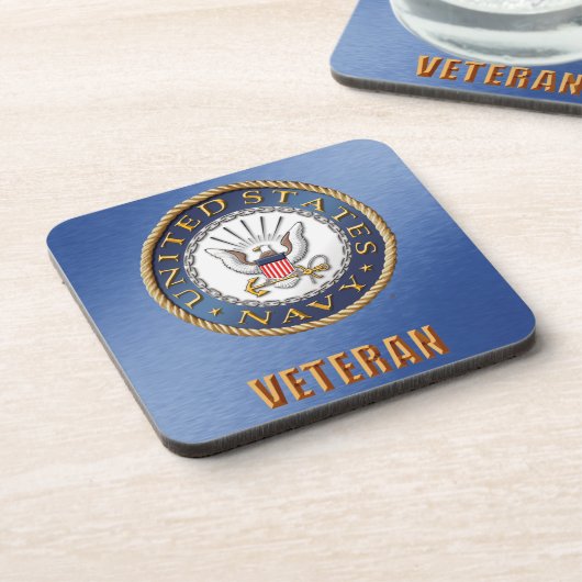 US Navy Veteran Hard plastic onderzetter (Linkerzijde)