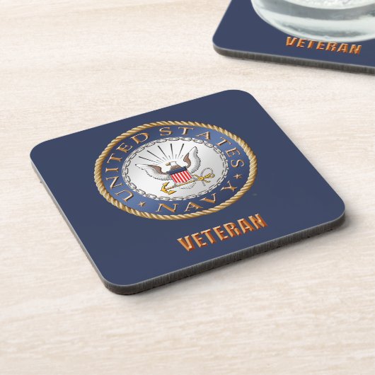 US Navy Veteran Hard plastic onderzetter (Linkerzijde)