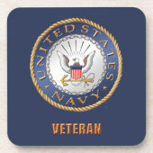 US Navy Veteran Hard plastic onderzetter (Voorkant)
