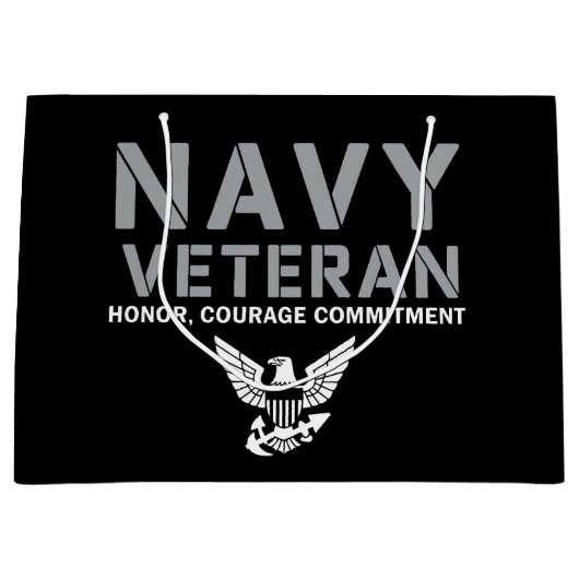US Navy Veteran Honor Courage Commitment Groot Cadeauzakje (Voorkant)