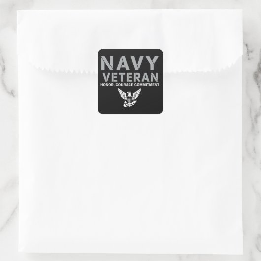 US Navy Veteran Honor Courage Commitment Vierkante Sticker (Tas)
