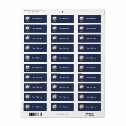 US Navy Veteran Return Address Label (Full Sheet)