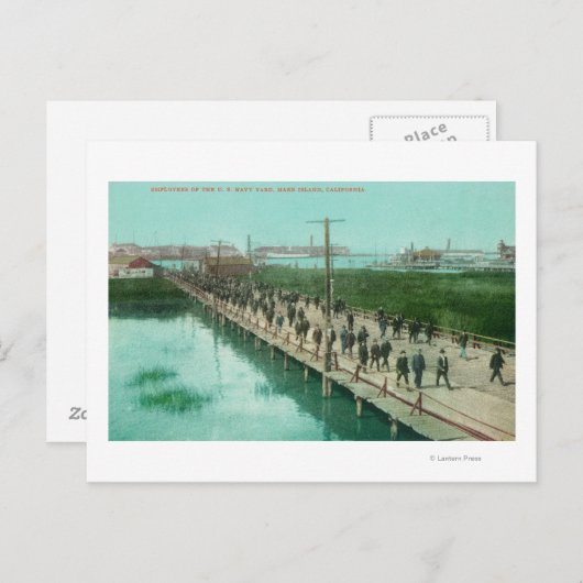 US Navy Yard Workers gaan werken Briefkaart (Voorkant / Achterkant)