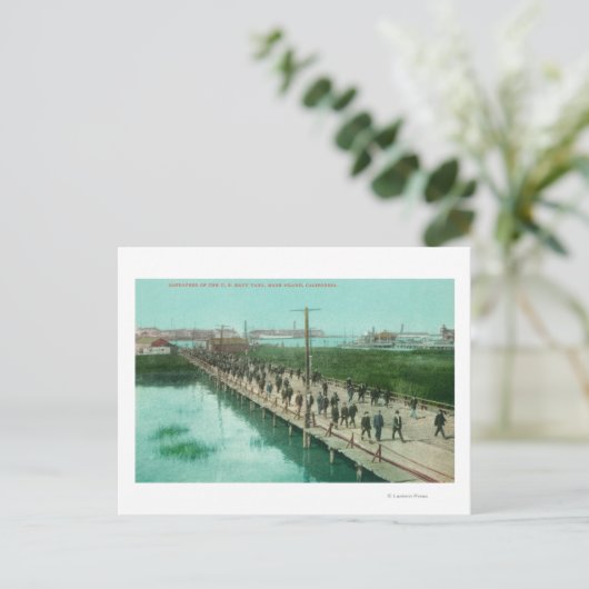 US Navy Yard Workers gaan werken Briefkaart (Staand voorkant)