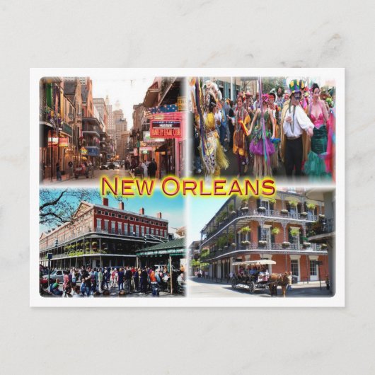 US New Orleans - Bourbon Street - Mardi Gras - Briefkaart (Voorkant)