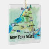 US New York State Travel Poster Map Keramisch Ornament (Rechts)