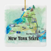 US New York State Travel Poster Map Keramisch Ornament (Achterkant)