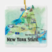 US New York State Travel Poster Map Keramisch Ornament (Voorkant)