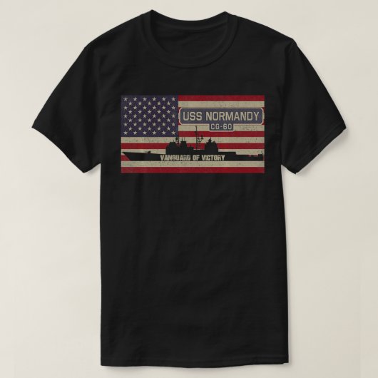 US Normandy CG60 Cruiser Ship USA American Flag P T-shirt (Design voorkant)