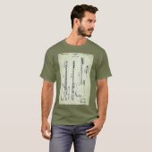 US octrooi - Basgitaar groen perkament T-shirt (Voorkant volledig)