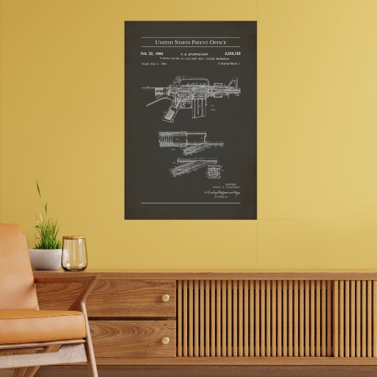 US octrooi - Colt Automatisch Geweer Poster (Woonkamer 2)