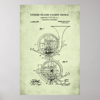 US octrooi - Franse hoorn Poster