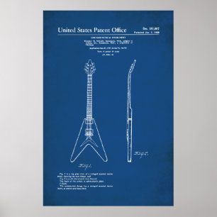 US octrooi - Gibson Flying V Poster