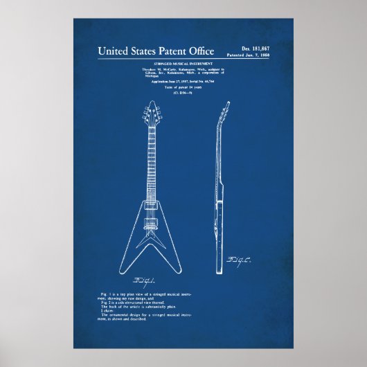 US octrooi - Gibson Flying V Poster (Voorkant)