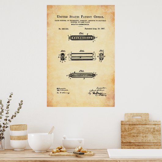 US octrooi - Harmonica Poster (Keuken)