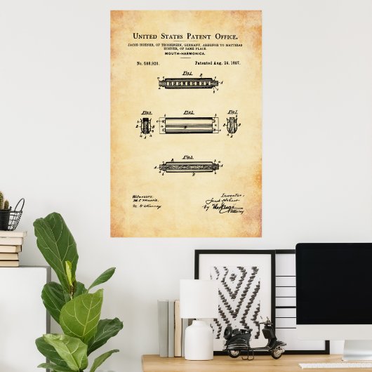 US octrooi - Harmonica Poster (Thuiskantoor)