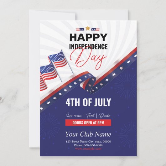 Us onafhankelijke feestviering uitnodiging flyer (Voorkant)