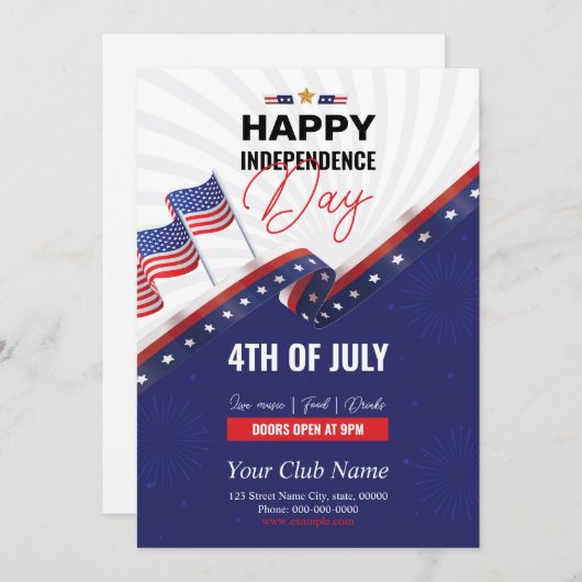 Us onafhankelijke feestviering uitnodiging flyer (Voorkant / Achterkant)