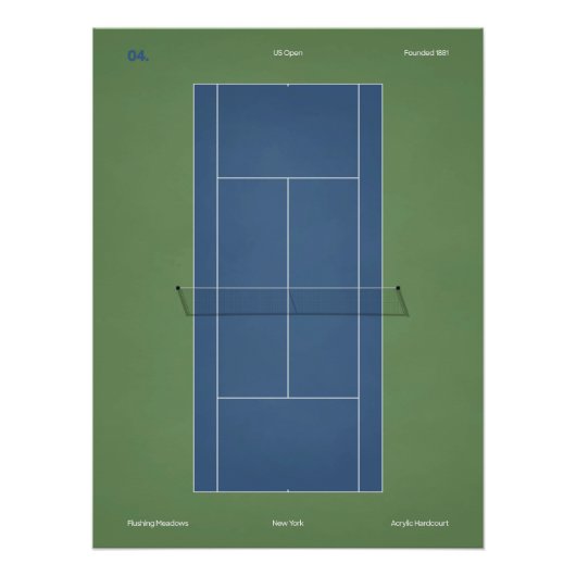 US Open Tennisbaan Illustratie Perfect Poster (Voorkant)
