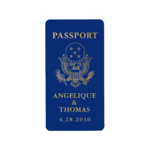 US Passport Emblem Travel Theme Favor Etiket