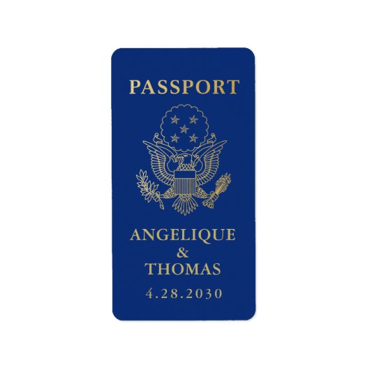 US Passport Emblem Travel Theme Favor Etiket (Voorkant)