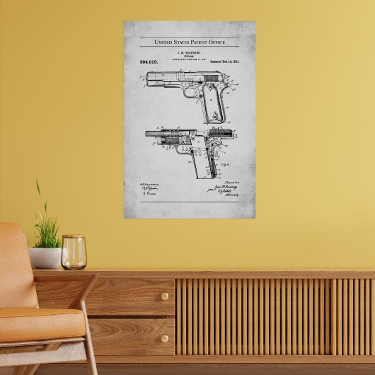 US Patent - Browning M1911 Poster (Woonkamer 2)