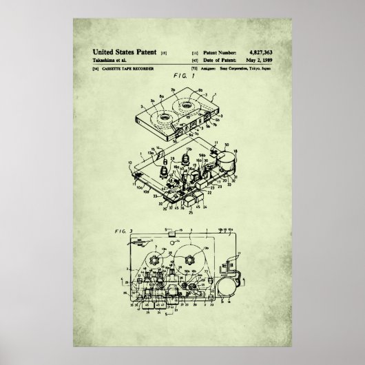 US Patent - Cassette Speler Poster (Voorkant)