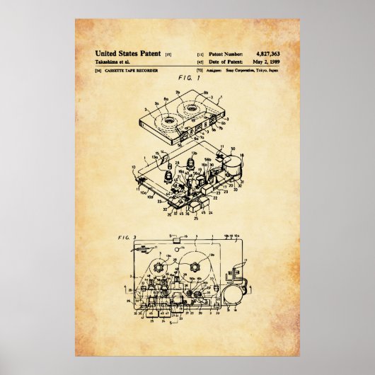 US Patent - Cassette Speler Poster (Voorkant)