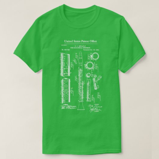 US Patent Clarinet T-shirt (Design voorkant)