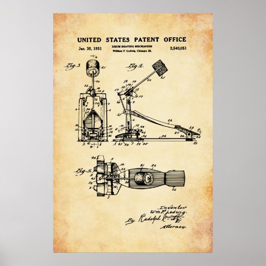 US Patent - Drum Pedal Poster (Voorkant)
