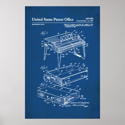 US Patent - Elektrische Piano Poster (Voorkant)