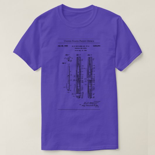 US Patent Fountain Pen Pistol 1 T-shirt (Design voorkant)