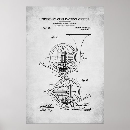 US Patent - Franse hoorn Poster (Voorkant)