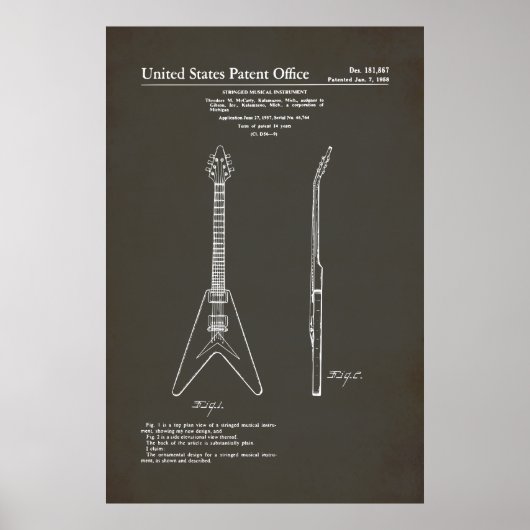 US Patent - Gibson Flying V Poster (Voorkant)