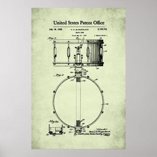 US Patent - Snare Drum Poster (Voorkant)