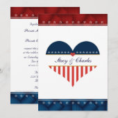 US Patriotic Heart Persoonlijke huwelijksuitnodigi Kaart (Voorkant / Achterkant)