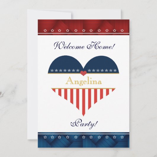 US Patriotic Heart Welcome Home Party Kaart (Voorkant)