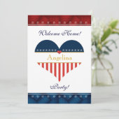 US Patriotic Heart Welcome Home Party Kaart (Staand voorkant)