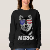 Us Patriotic Merica Siberian Husky Dog Verenigde S Trui (Voorkant)