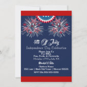 US Patriottic 4 juli Firecracker BBQ Party Blue Kaart (Voorkant)