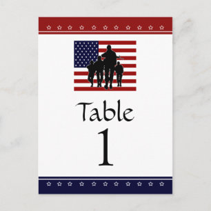 US Patriottic Miltic Party Table Number Kaarten