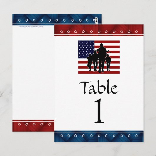 US Patriottic Miltic Party Table Number Kaarten (Voorkant / Achterkant)