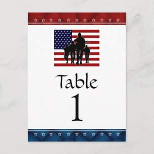 US Patriottic Miltic Party Table Number Kaarten