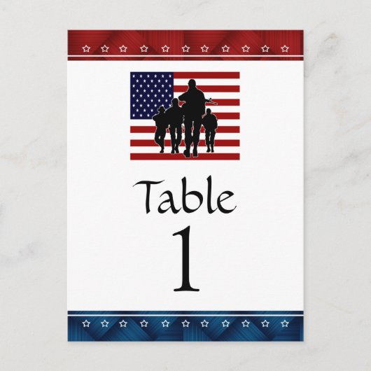 US Patriottic Miltic Party Table Number Kaarten (Voorkant)